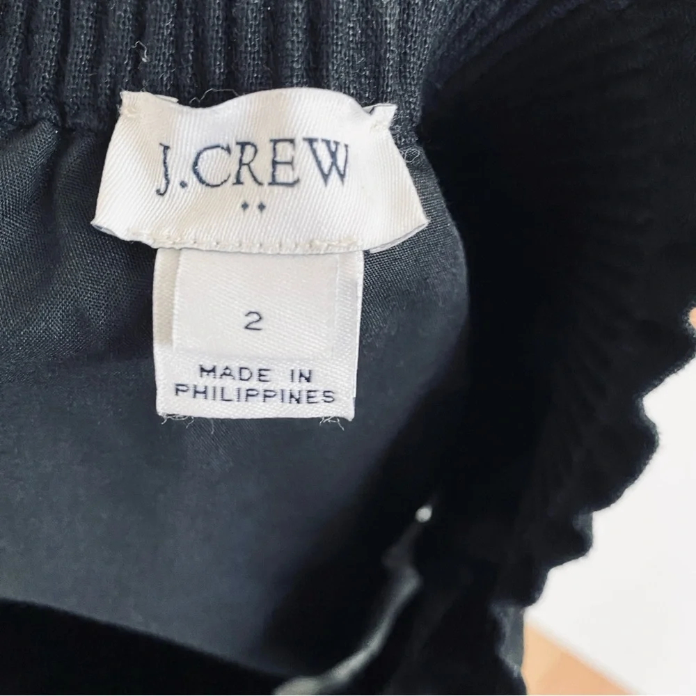 J.CREW FACTORY LINEN BLEND SKIRT SCALLOP HEM PAPERBAG WAIST SIZE 2 BLACK